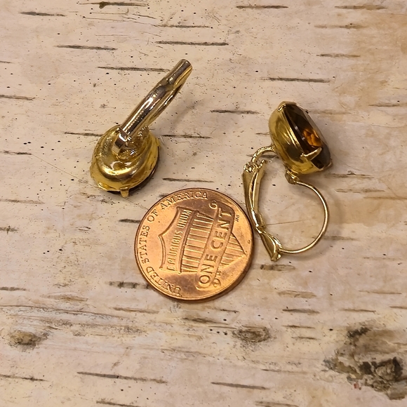 11.30 Total Carats Brown Smoky Quartz In Drop 18k Classic Gold Plated Earrings - Picture 5 of 7